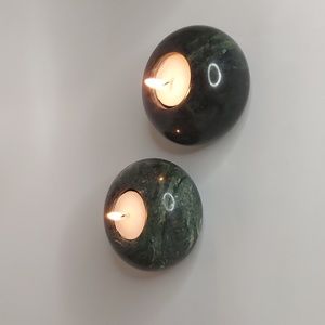 Set of 2 jade candle holders, GUC